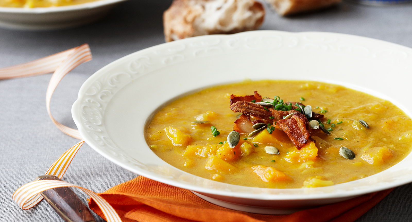 Pumpasoppa med bacon