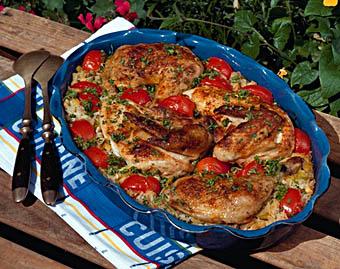 Kyckling på risbotten