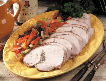 Fyllt kalkonbröst med smörfrästa grönsaker