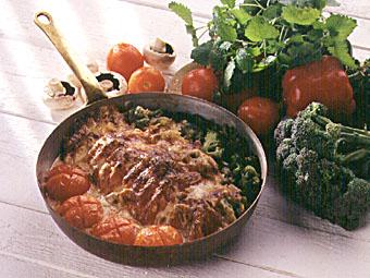 Gratinerad kassler med champinjonstuvning