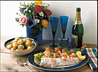 Ugnslax med nötfyllda tomater