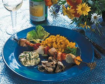 Fiskspett med skaldjur