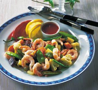 Räkwok med krispigt grönt