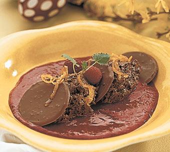 Chokladmousse på hallonspegel