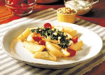 Spenat- och pinjetäckt lax