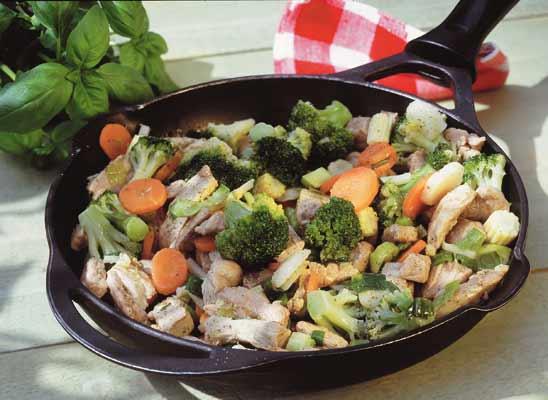 Wokad fläskfilé med grönt