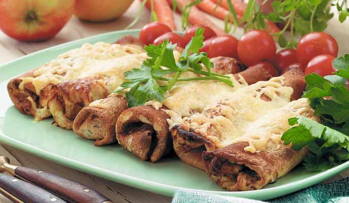 Fyllda vegetariska pannkakor