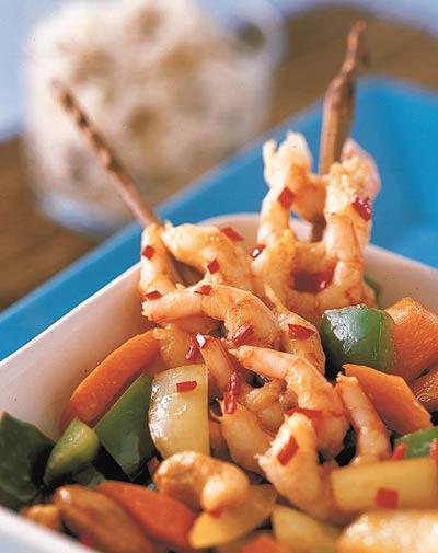 Snabba räkan med cashewnötter och ostronsås