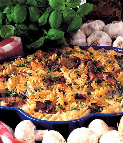 Gratinerad pasta med kassler