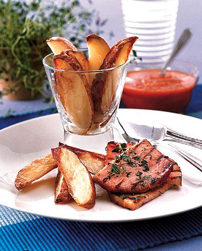 Timjanskryddad kassler med paprikasås