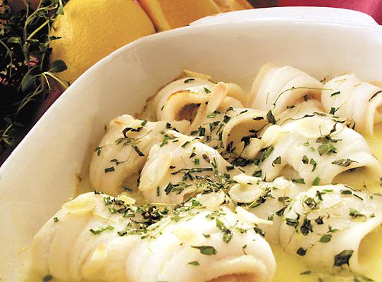 Rödspättarullar med apelsinsmak