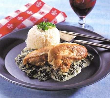 Kycklingfilé i spenat