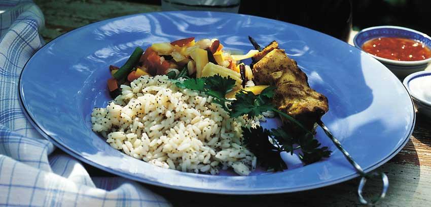 Kycklingspett med citronris