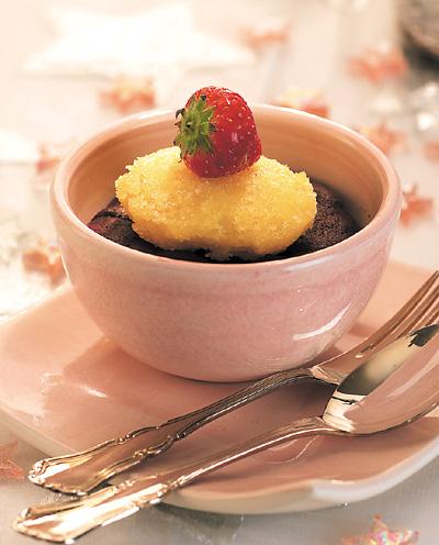 Chokladbakelse med mangosorbet