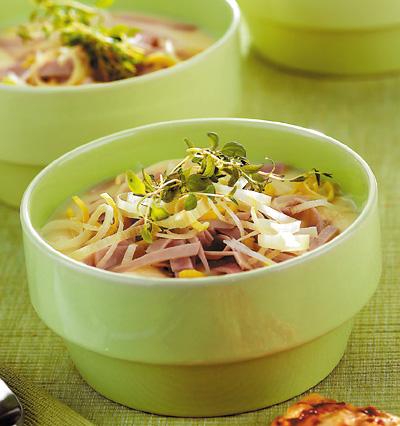 Potatis och ostsoppa med skinka