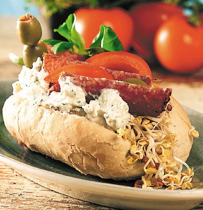 Baguetter med fetaost och salami