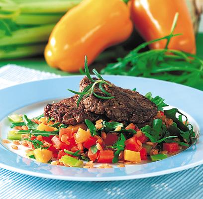 Senapsbiff med linssallad