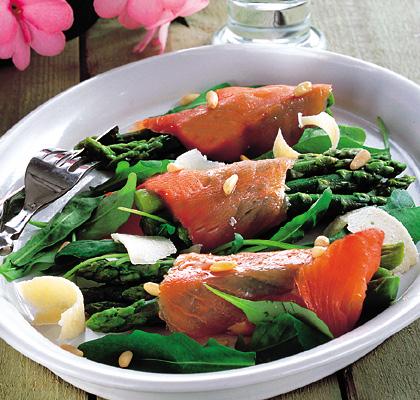 Sommartallrik med lax och sparris