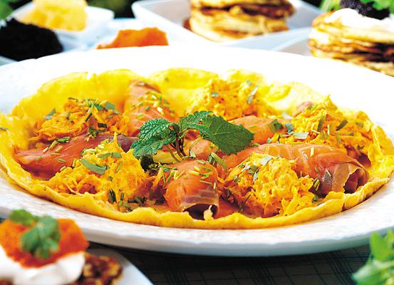 Laxomelett med färska örter