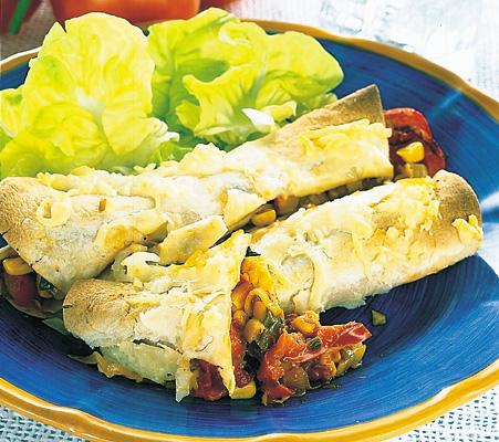 Ostgratinerade tortillarullar