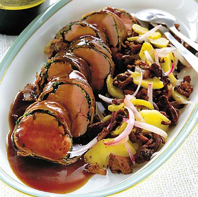 Parmalindad fläskfilé med potatis- och pumpagratäng