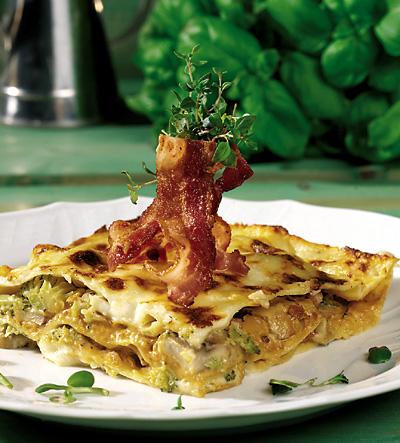 Lasagne med svamp och broccoli