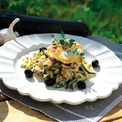 Squash med stekt halloumiost