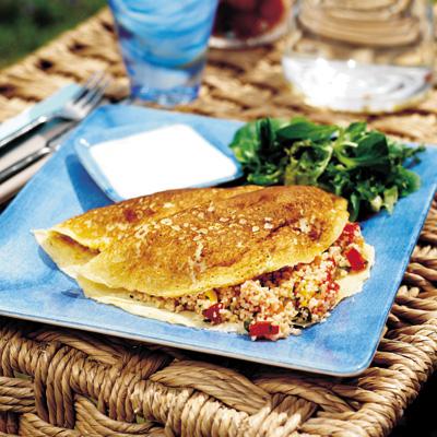 Fyllda pannkakor med couscousröra