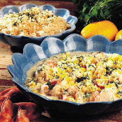 Fiskfrikassé med räkor