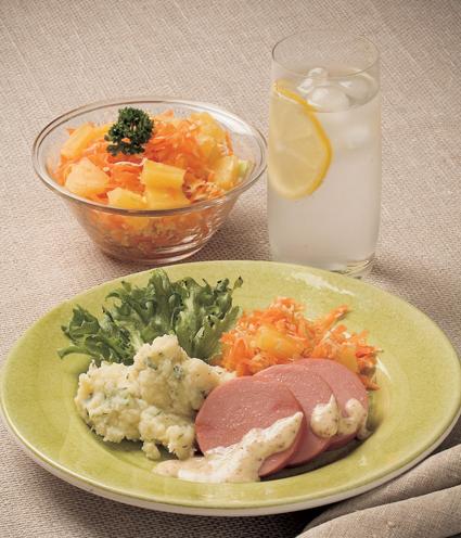 Korv med blomkåls- och potatismos