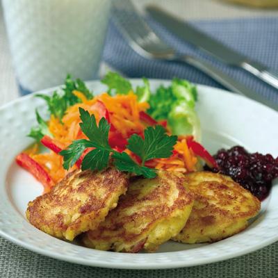 Pösiga potatisplättar med bacon