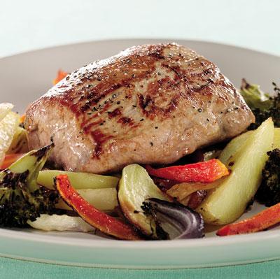 Skinkfilé med rostade grönsaker