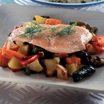 Lax med marinerade grönsaker
