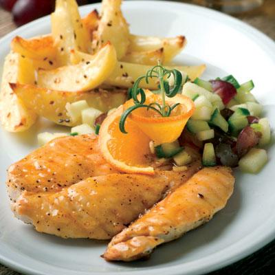 Kycklingschnitzel med apelsin- och rosmaringlaze