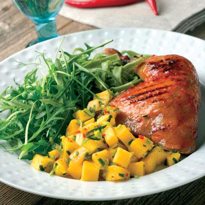 Kycklingklubba med mangosalsa