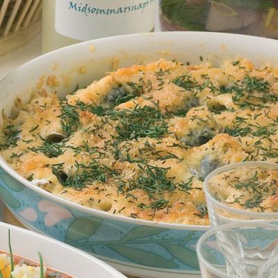 Varm strömmingslåda med pepparrot