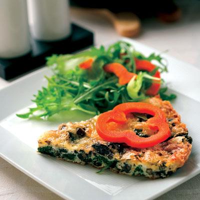 Frittata med spenat och champinjoner