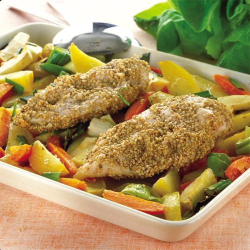 Sesampanerad kycklingfilé