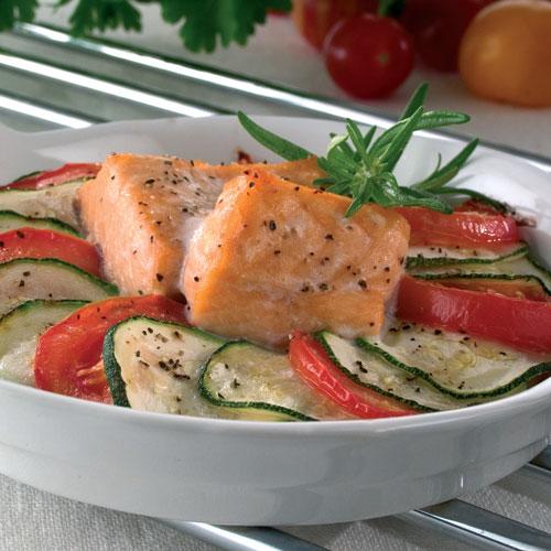 Laxfilé i ugn med tomat och squash