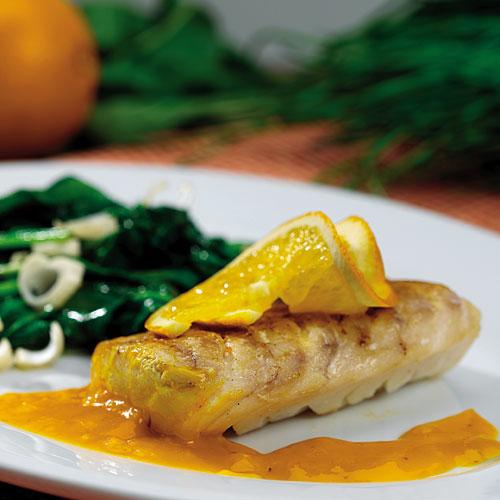 Stekt torsk i apelsin- och saffranssås