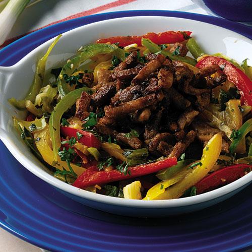 Strimlad skinka med paprika