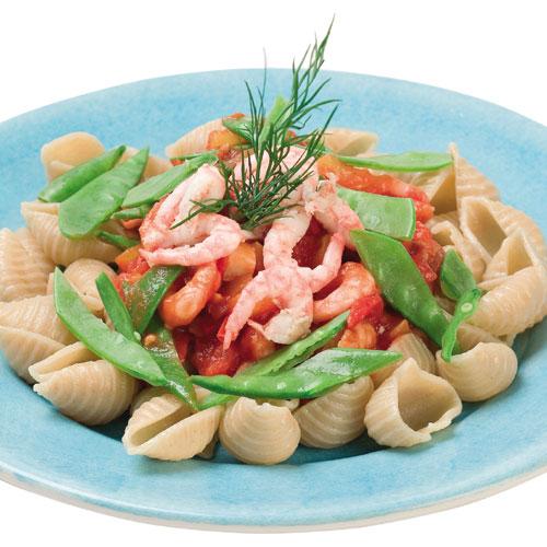 Tomatsås med paprika och räkor