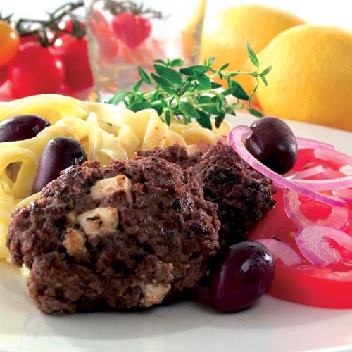 Fetaostbiffar med tomatsallad