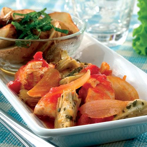 Kycklinggryta med kronärtskockshjärtan