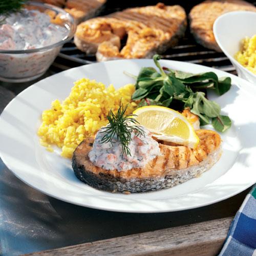 Laxkotletter med kräfttzatziki