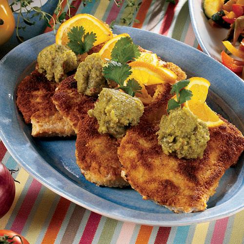 Kalkonschnitzel med solroscreme