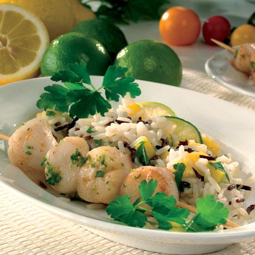 Pilgrimsmusslor och vildrissallad