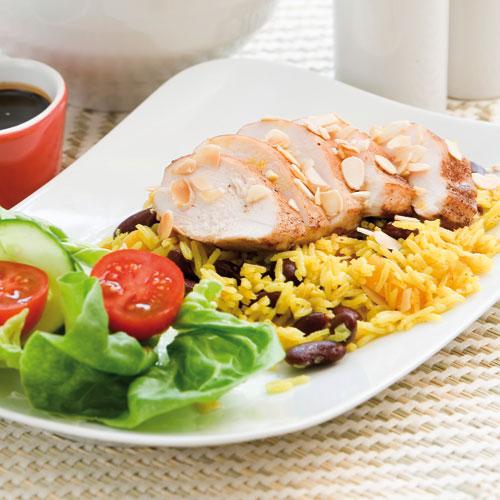 Curryrisotto med bönor till kycklingfilé