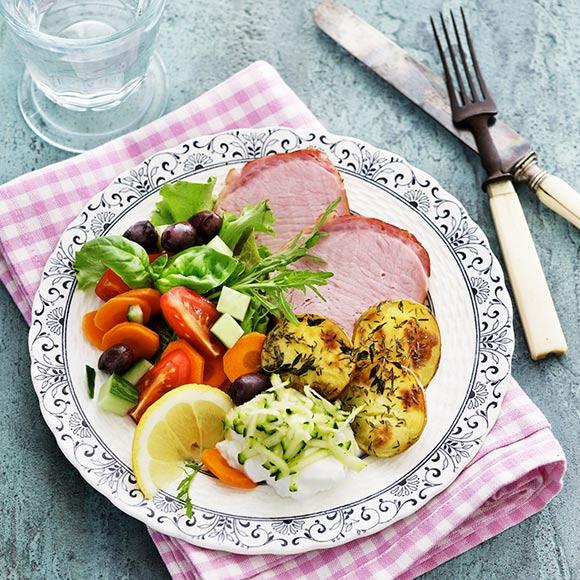 Kassler med tzatziki