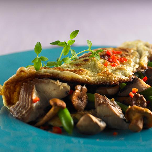 Omelett med svampfyllning